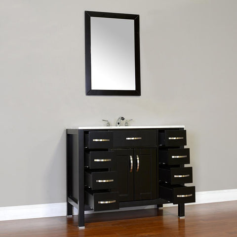 Image of Alya Bath Hudson 42" Single Contemporary Bathroom Vanity with Countertop FW-8016-42-W-NT-WMT-NM