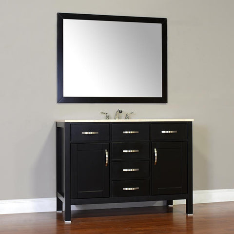 Image of Alya Bath Hudson 48" Single Contemporary Bathroom Vanity with Countertop FW-8016-48-B-NT-BMT-NM