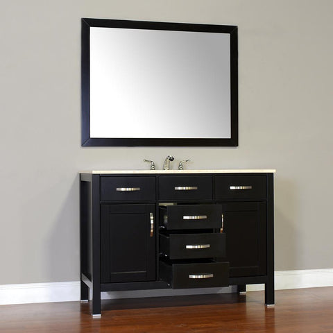 Image of Alya Bath Hudson 48" Single Contemporary Bathroom Vanity with Countertop FW-8016-48-B-NT-BMT-NM