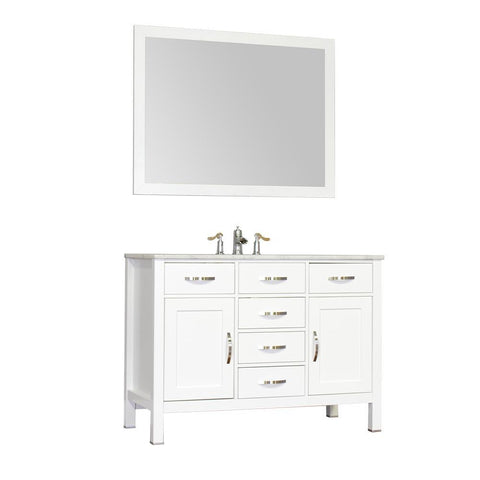 Image of Alya Bath Hudson 48" Single Contemporary Bathroom Vanity with Countertop FW-8016-48-W-NT-BMT-NM
