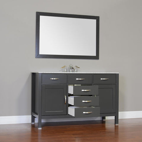 Image of Alya Bath Hudson 56" Single Contemporary Bathroom Vanity with Countertop FW-8016-56-B-NT-WMT-NM