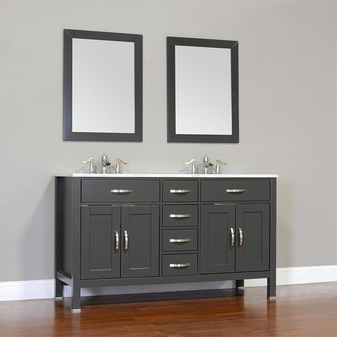 Image of Alya Bath Hudson 60" Double Contemporary Bathroom Vanity with Countertop FW-8016-60-B-NT-DBL-BMT-NM