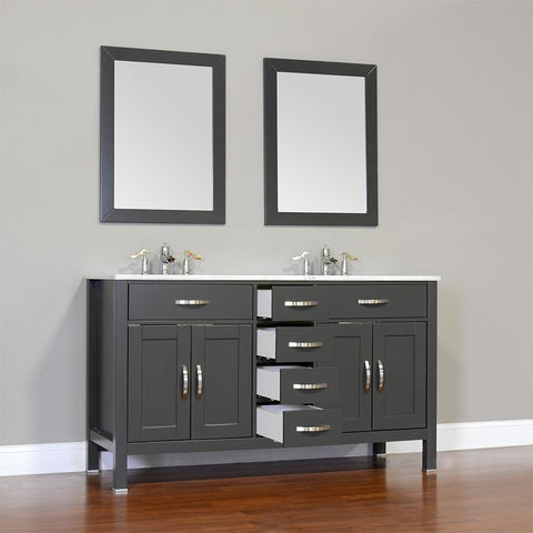 Image of Alya Bath Hudson 60" Double Contemporary Bathroom Vanity with Countertop FW-8016-60-B-NT-DBL-BMT-NM