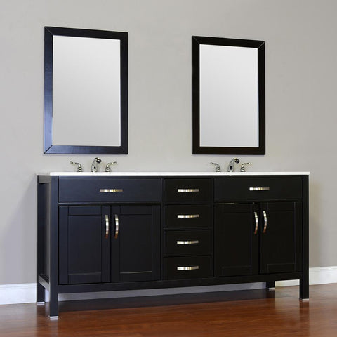 Image of Alya Bath Hudson 72" Double Contemporary Bathroom Vanity with Countertop FW-8016-72-B-NT-DBL-BMT-NM