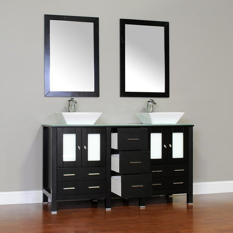 Image of Alya Bath Leeds 60" Modern Single Bathroom Vanity without Mirror AW-125-60-W-DBL
