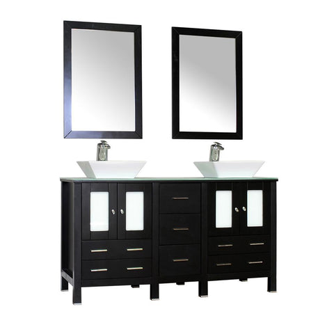 Image of Alya Bath Leeds 60" Modern Single Bathroom Vanity without Mirror AW-125-60-W-DBL