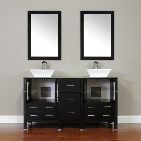 Image of Alya Bath Leeds 60" Modern Single Bathroom Vanity without Mirror AW-125-60-W-DBL