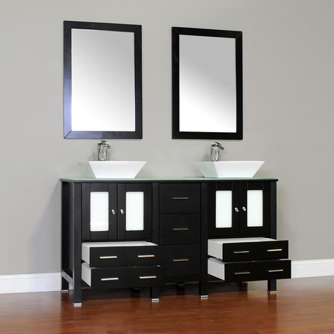 Image of Alya Bath Leeds 60" Modern Single Bathroom Vanity without Mirror AW-125-60-W-DBL