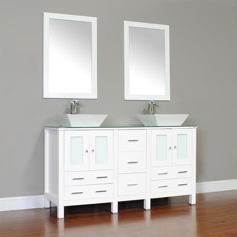 Image of Alya Bath Leeds 60" Modern Single Bathroom Vanity without Mirror AW-125-60-W-DBL