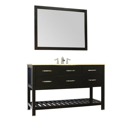 Image of Alya Bath Manhattan 56" Single Contemporary Bathroom Vanity with Countertop FW-8017-56-B-NT-BMT-NM