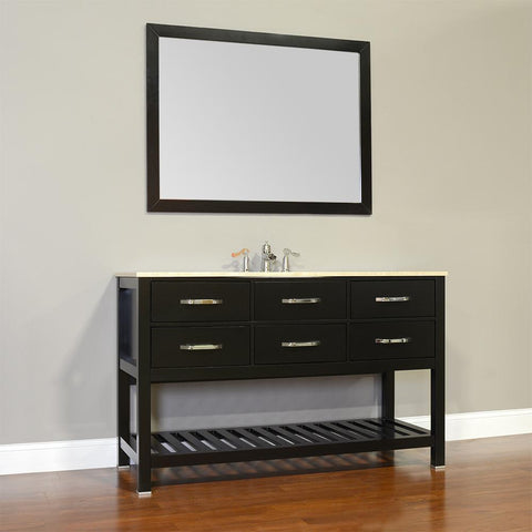Image of Alya Bath Manhattan 56" Single Contemporary Bathroom Vanity with Countertop FW-8017-56-B-NT-BMT-NM