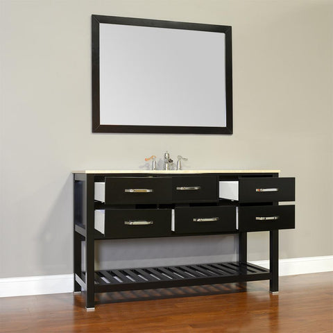 Image of Alya Bath Manhattan 56" Single Contemporary Bathroom Vanity with Countertop FW-8017-56-B-NT-BMT-NM