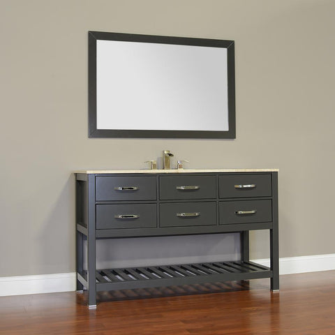 Image of Alya Bath Manhattan 56" Single Contemporary Bathroom Vanity with Countertop FW-8017-56-B-NT-BMT-NM