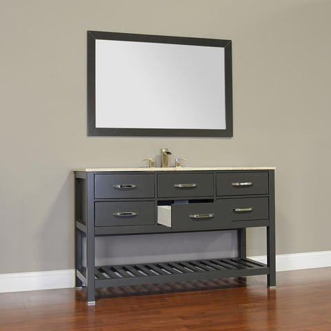 Image of Alya Bath Manhattan 56" Single Contemporary Bathroom Vanity with Countertop FW-8017-56-B-NT-BMT-NM