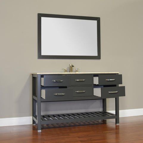 Image of Alya Bath Manhattan 56" Single Contemporary Bathroom Vanity with Countertop FW-8017-56-B-NT-BMT-NM