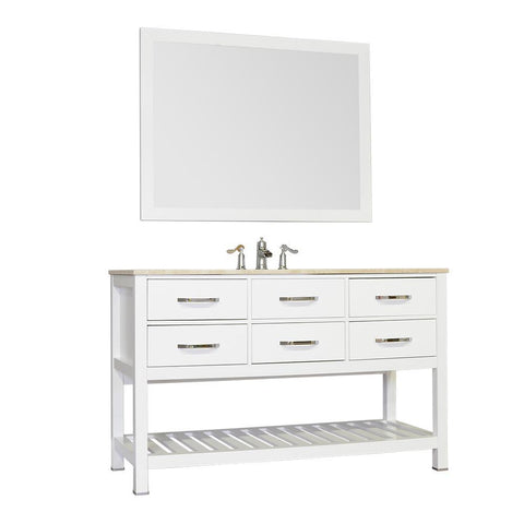 Image of Alya Bath Manhattan 56" Single Contemporary Bathroom Vanity with Countertop FW-8017-56-W-NT-BMT-NM