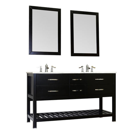 Image of Alya Bath Manhattan 60" Double Contemporary Bathroom Vanity with Countertop FW-8017-60-B-NT-DBL-BMT-NM