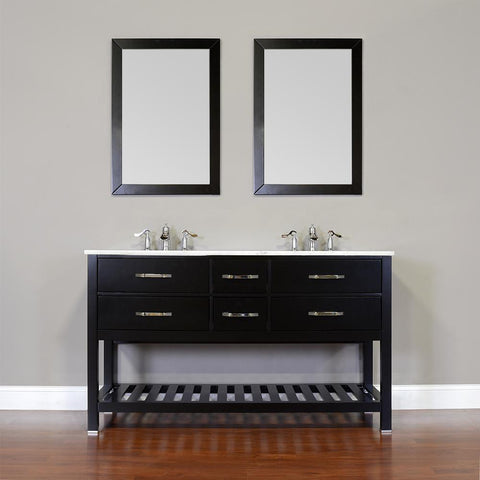 Image of Alya Bath Manhattan 60" Double Contemporary Bathroom Vanity with Countertop FW-8017-60-B-NT-DBL-BMT-NM