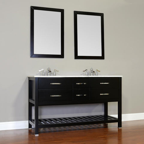 Image of Alya Bath Manhattan 60" Double Contemporary Bathroom Vanity with Countertop FW-8017-60-B-NT-DBL-BMT-NM