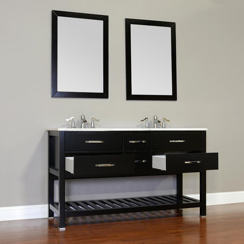 Image of Alya Bath Manhattan 60" Double Contemporary Bathroom Vanity with Countertop FW-8017-60-B-NT-DBL-BMT-NM