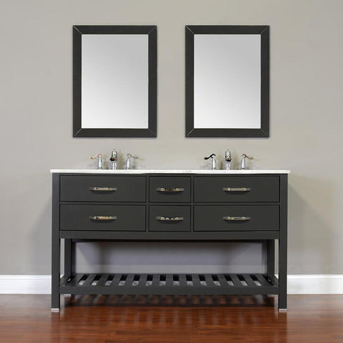 Image of Alya Bath Manhattan 60" Double Contemporary Bathroom Vanity with Countertop FW-8017-60-B-NT-DBL-BMT-NM