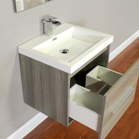 Image of Alya Bath Ripley 24" Single Wall Mount Modern Bathroom Vanity Set with Mirror AT-8006-B-S