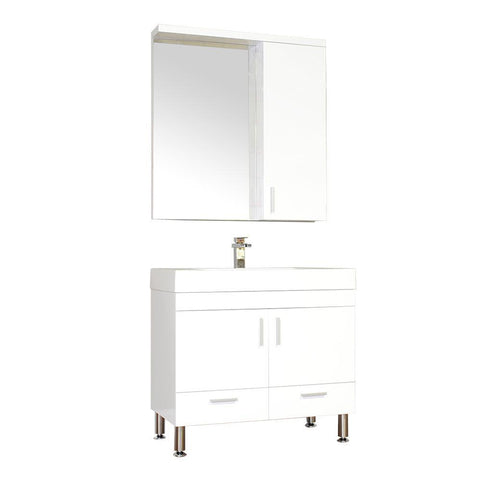 Image of Alya Bath Ripley 36" Single Modern Bathroom Vanity Set with Mirror AT-8089-W-S