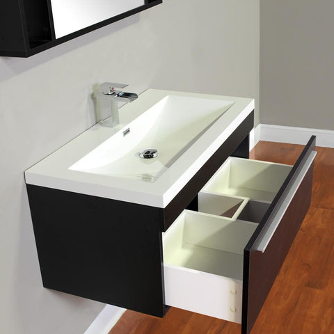 Image of Alya Bath Ripley 36" Single Wall Mount Modern Bathroom Vanity Set with Mirror AT-8090-B-S