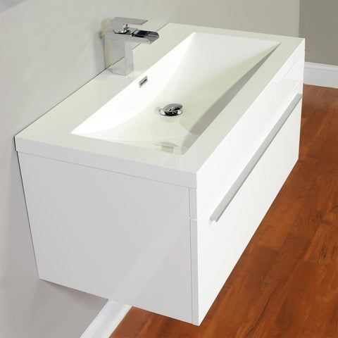 Image of Alya Bath Ripley 36" Single Wall Mount Modern Bathroom Vanity Set with Mirror AT-8090-B-S