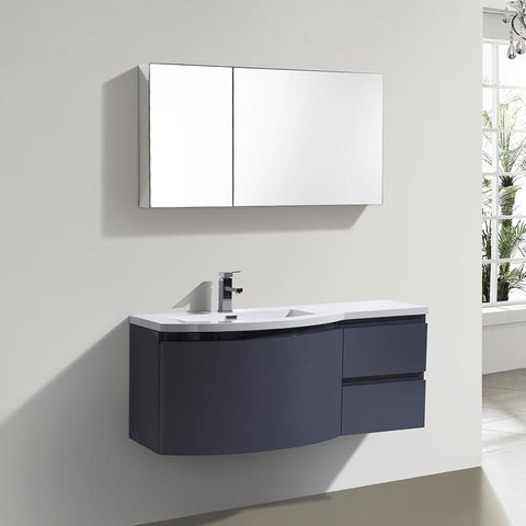 Image of Alya Bath Ripley 48" Single Wall Mount Modern Bathroom Vanity without Mirror AT-8110-48-IG-LC