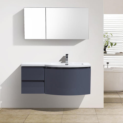 Image of Alya Bath Ripley 48" Single Wall Mount Modern Bathroom Vanity without Mirror AT-8110-48-IG-LC