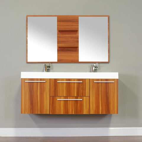 Image of Alya Bath Ripley 54" Double Wall Mount Modern Bathroom Vanity Set with Mirror AT-8047-B-D-S