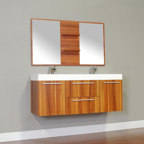 Image of Alya Bath Ripley 54" Double Wall Mount Modern Bathroom Vanity Set with Mirror AT-8047-B-D-S