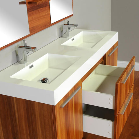 Image of Alya Bath Ripley 54" Double Wall Mount Modern Bathroom Vanity Set with Mirror AT-8047-B-D-S