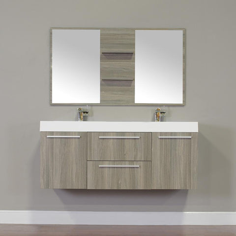 Image of Alya Bath Ripley 54" Double Wall Mount Modern Bathroom Vanity Set with Mirror AT-8047-B-D-S