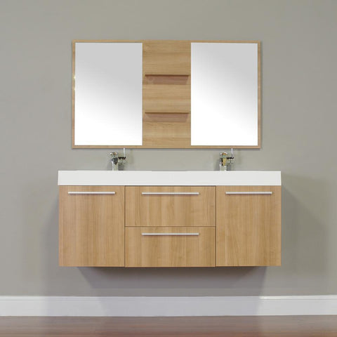 Image of Alya Bath Ripley 54" Double Wall Mount Modern Bathroom Vanity Set with Mirror AT-8047-B-D-S