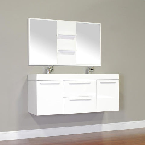 Image of Alya Bath Ripley 54" Double Wall Mount Modern Bathroom Vanity Set with Mirror AT-8047-B-D-S