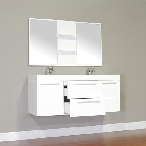 Image of Alya Bath Ripley 54" Double Wall Mount Modern Bathroom Vanity Set with Mirror AT-8047-B-D-S