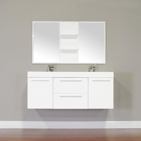 Image of Alya Bath Ripley 54" Double Wall Mount Modern Bathroom Vanity Set with Mirror AT-8047-B-D-S