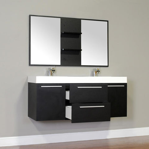 Image of Alya Bath Ripley 54" Double Wall Mount Modern Bathroom Vanity without Mirror AT-8047-B-D