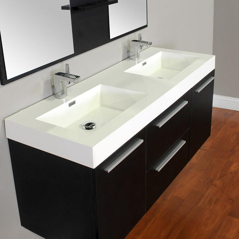 Image of Alya Bath Ripley 54" Double Wall Mount Modern Bathroom Vanity without Mirror AT-8047-B-D