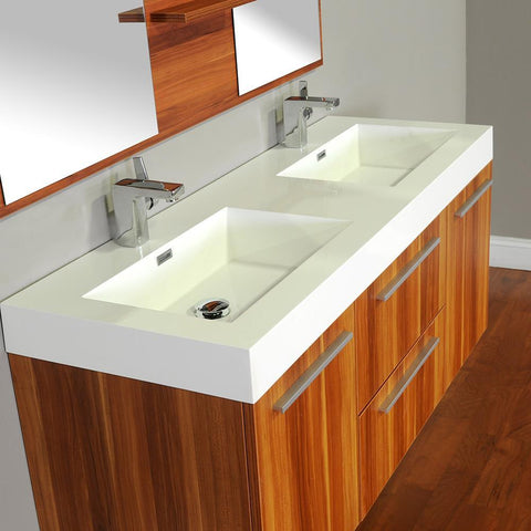 Image of Alya Bath Ripley 54" Double Wall Mount Modern Bathroom Vanity without Mirror AT-8047-B-D