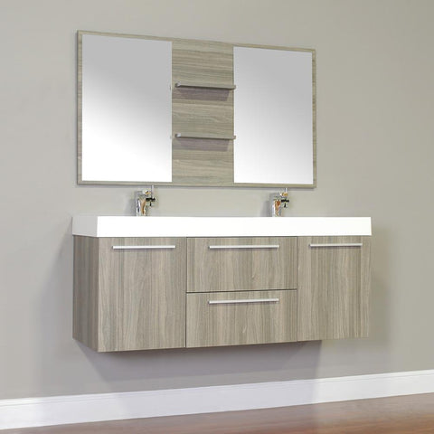 Image of Alya Bath Ripley 54" Double Wall Mount Modern Bathroom Vanity without Mirror AT-8047-B-D
