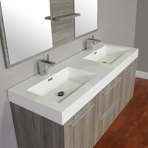 Image of Alya Bath Ripley 54" Double Wall Mount Modern Bathroom Vanity without Mirror AT-8047-B-D