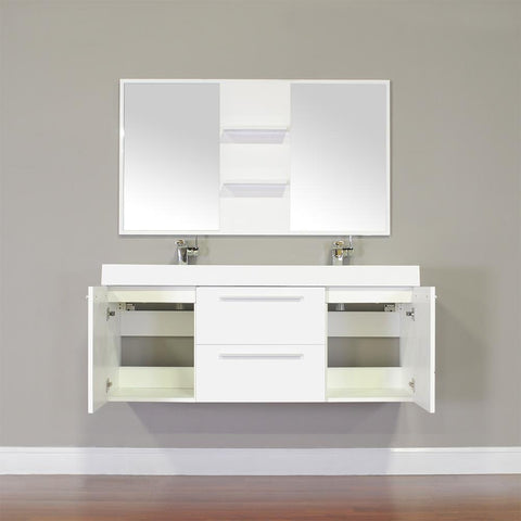 Image of Alya Bath Ripley 54" Double Wall Mount Modern Bathroom Vanity without Mirror AT-8047-B-D