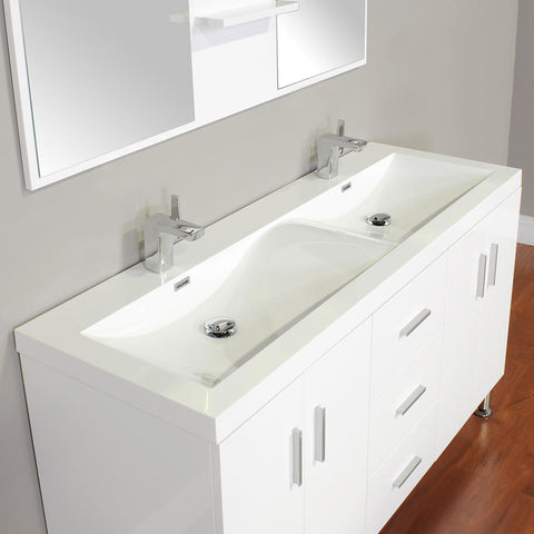 Image of Alya Bath Ripley 56" Double Modern Bathroom Vanity Wavy Sink Set with Mirror AT-8043-B-D-S