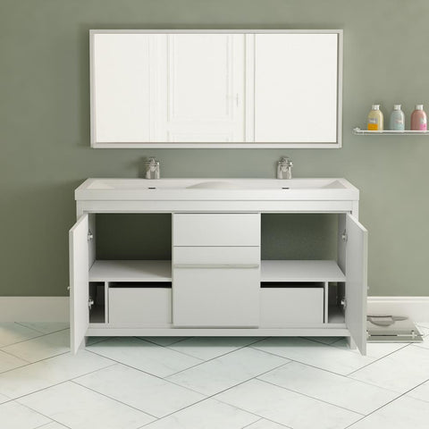 Image of Alya Bath Ripley 57" Double Modern Bathroom Vanity Set AT-8060-57-W-S