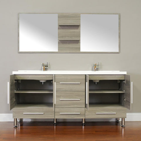 Image of Alya Bath Ripley 67" Double Modern Bathroom Vanity Set with Mirror AT-8063-B-S