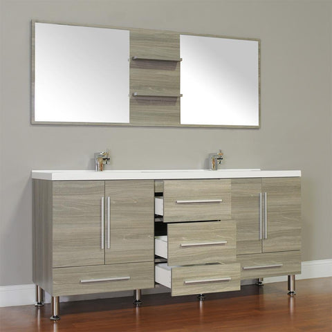 Image of Alya Bath Ripley 67" Double Modern Bathroom Vanity Set with Mirror AT-8063-B-S