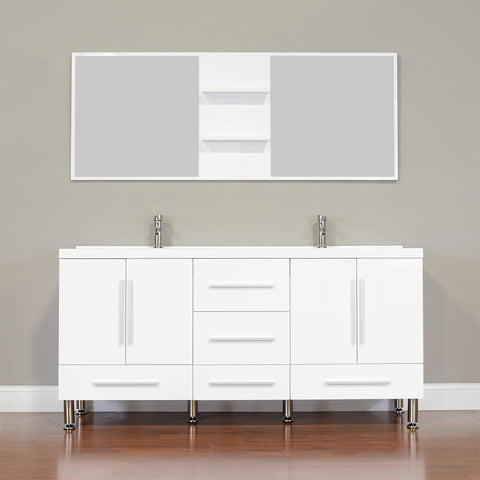 Image of Alya Bath Ripley 67" Double Modern Bathroom Vanity Set with Mirror AT-8063-B-S
